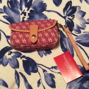 Light red and cream DB wristlet
